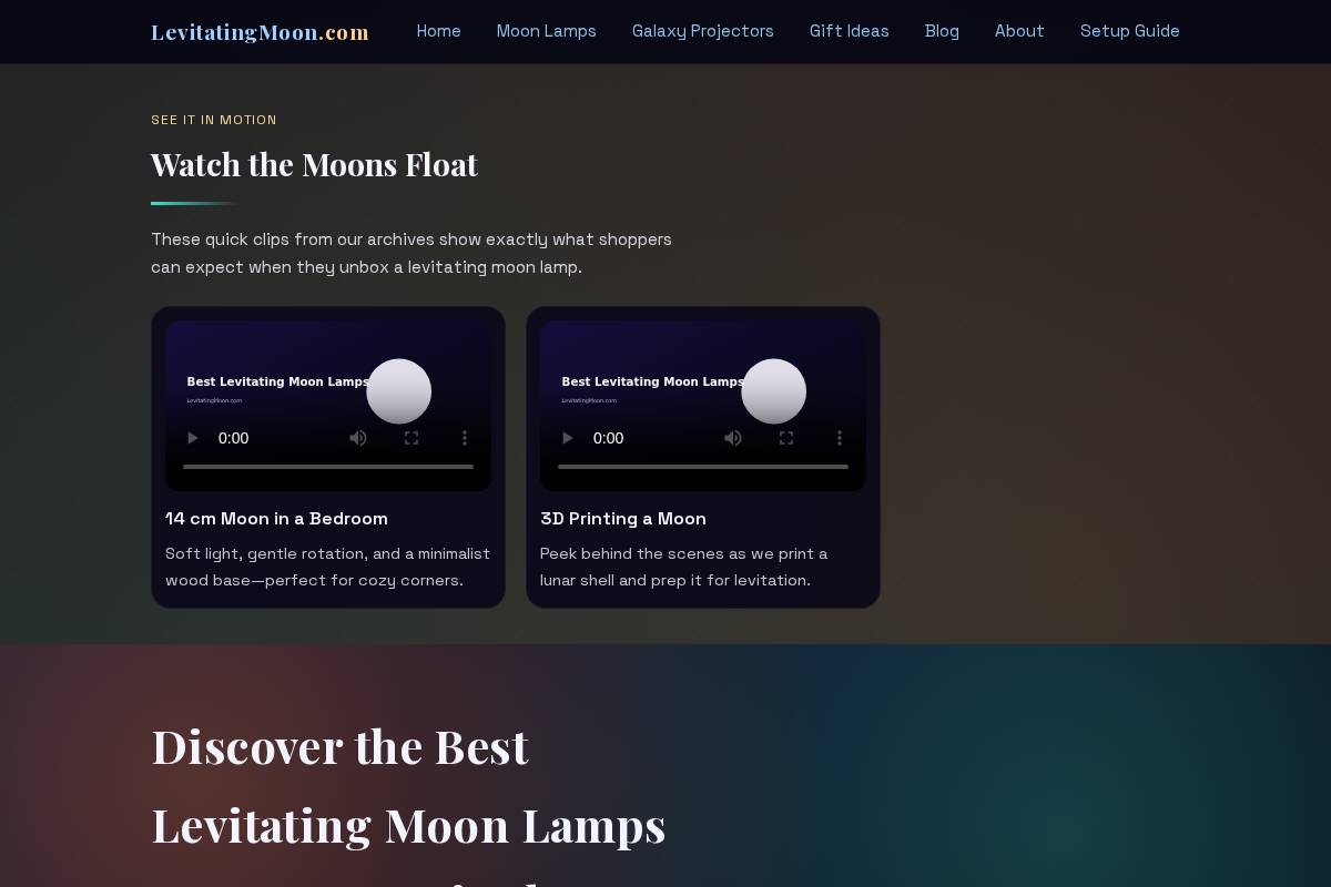 Levitatingmoon homepage screenshot