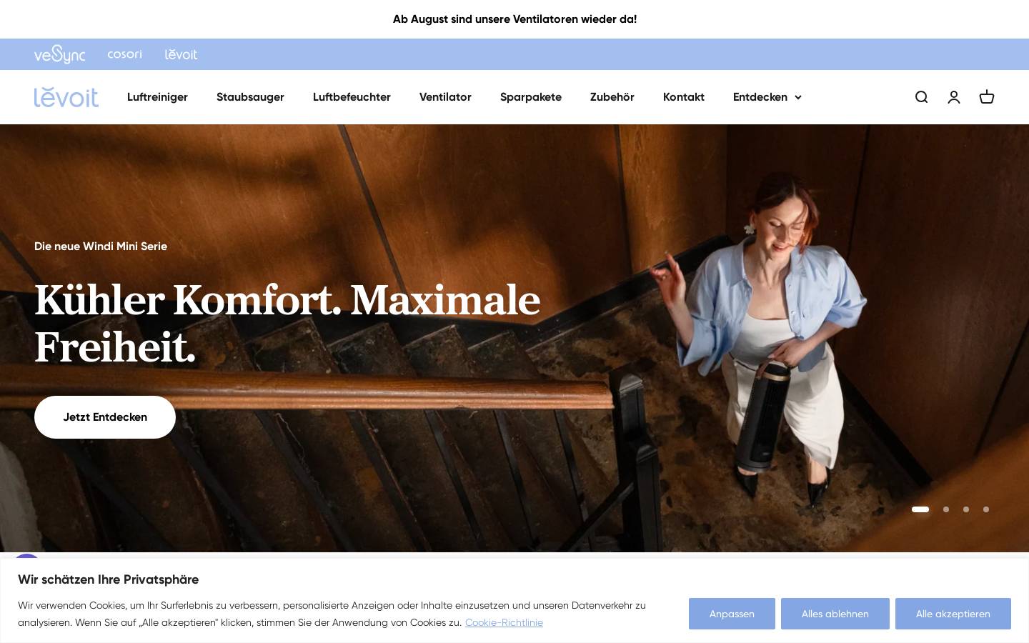 Levoit homepage screenshot