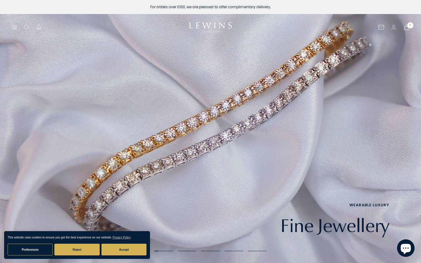 Lewins Jewellers homepage screenshot