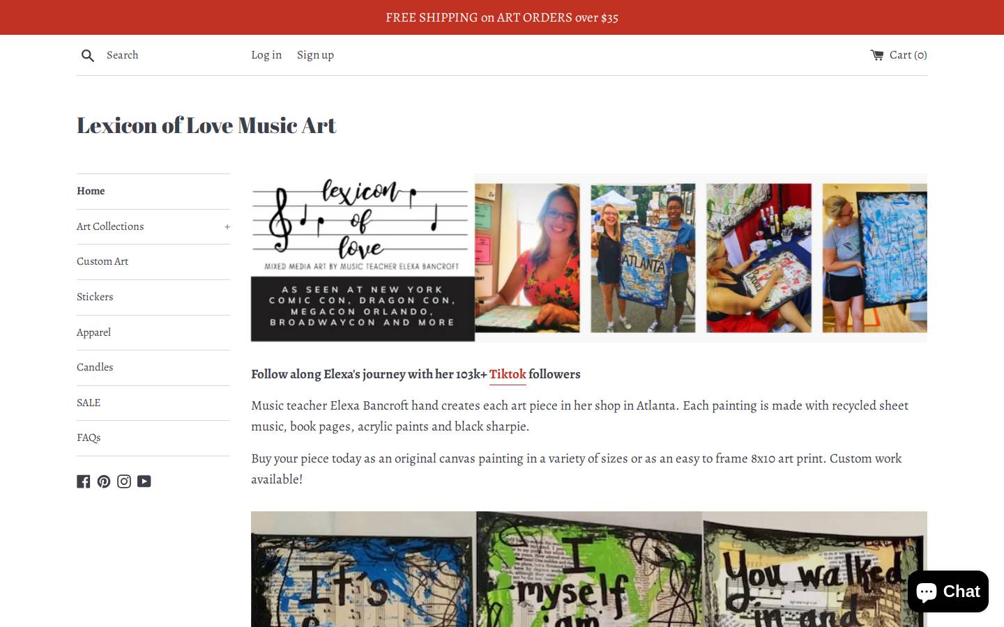 lexiconofloveart.com homepage screenshot
