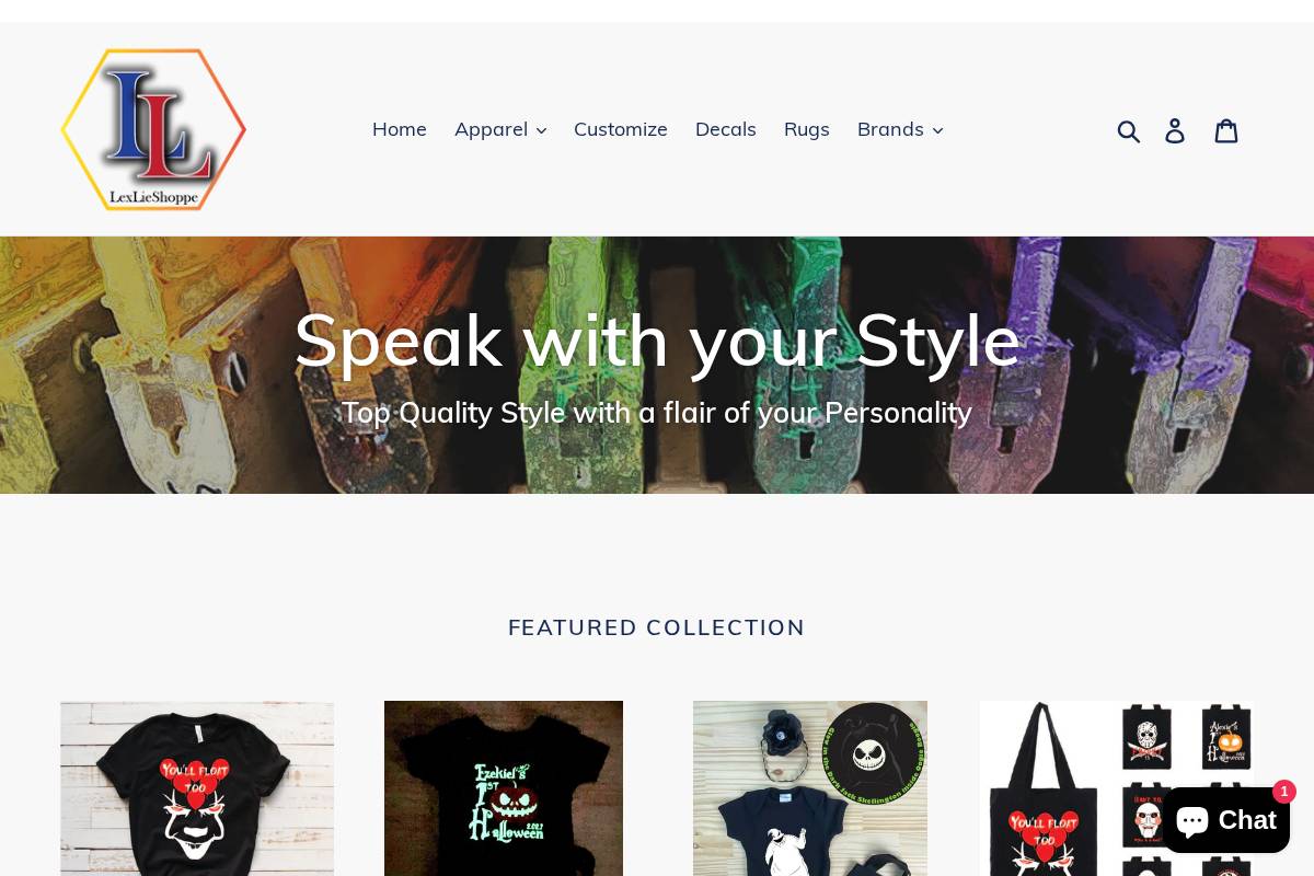 Lexlie Shoppe homepage screenshot