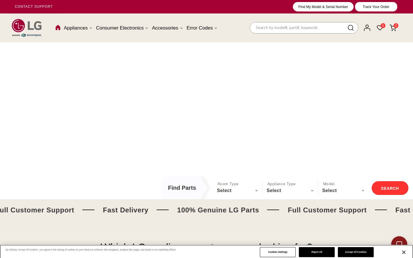 LG Parts homepage screenshot