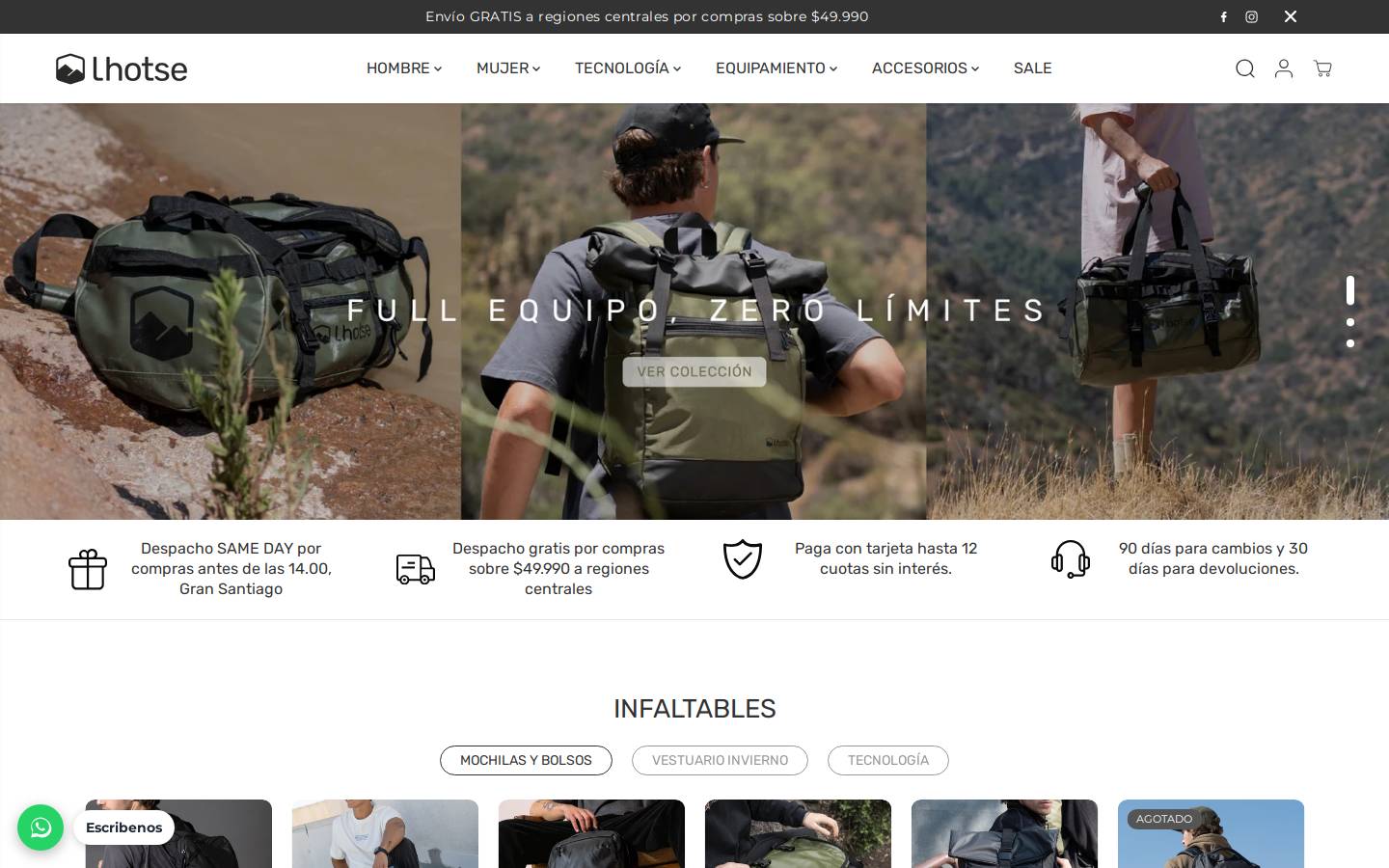 lhotsestore.cl homepage screenshot