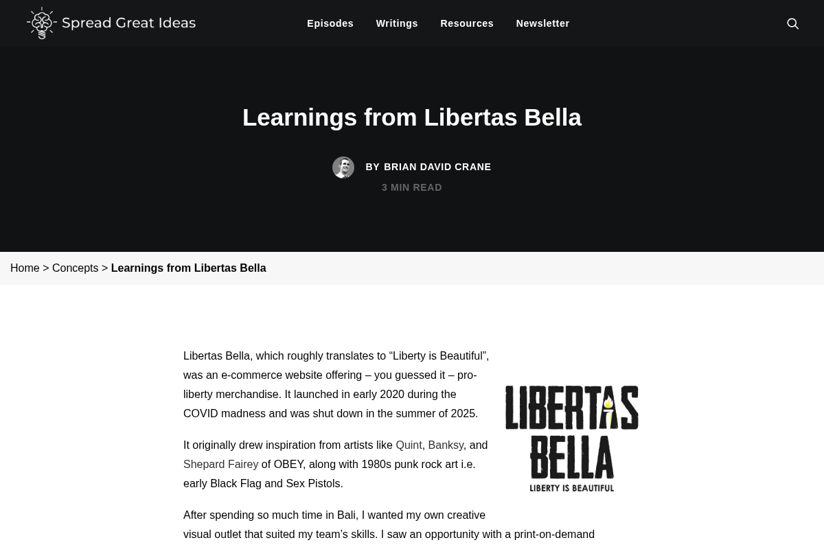 Spread Great Ideas homepage screenshot