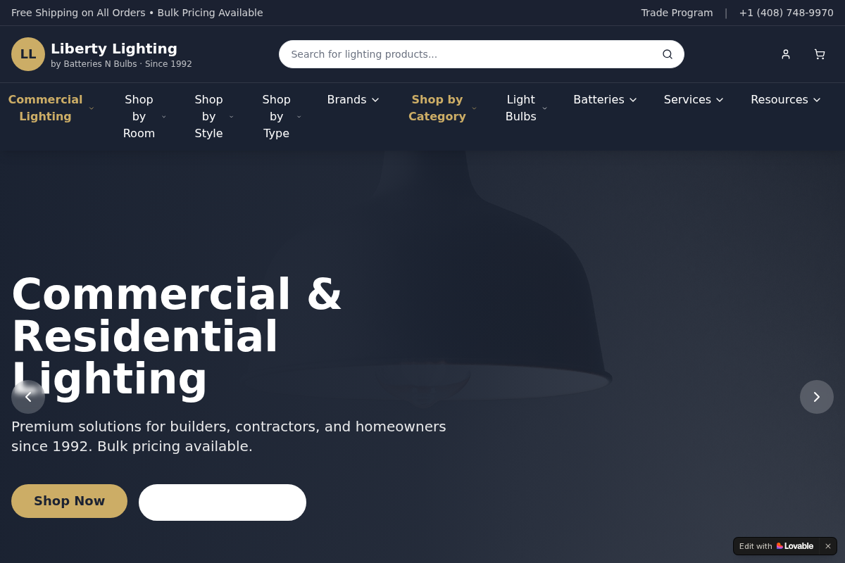 libertylighting.com homepage screenshot