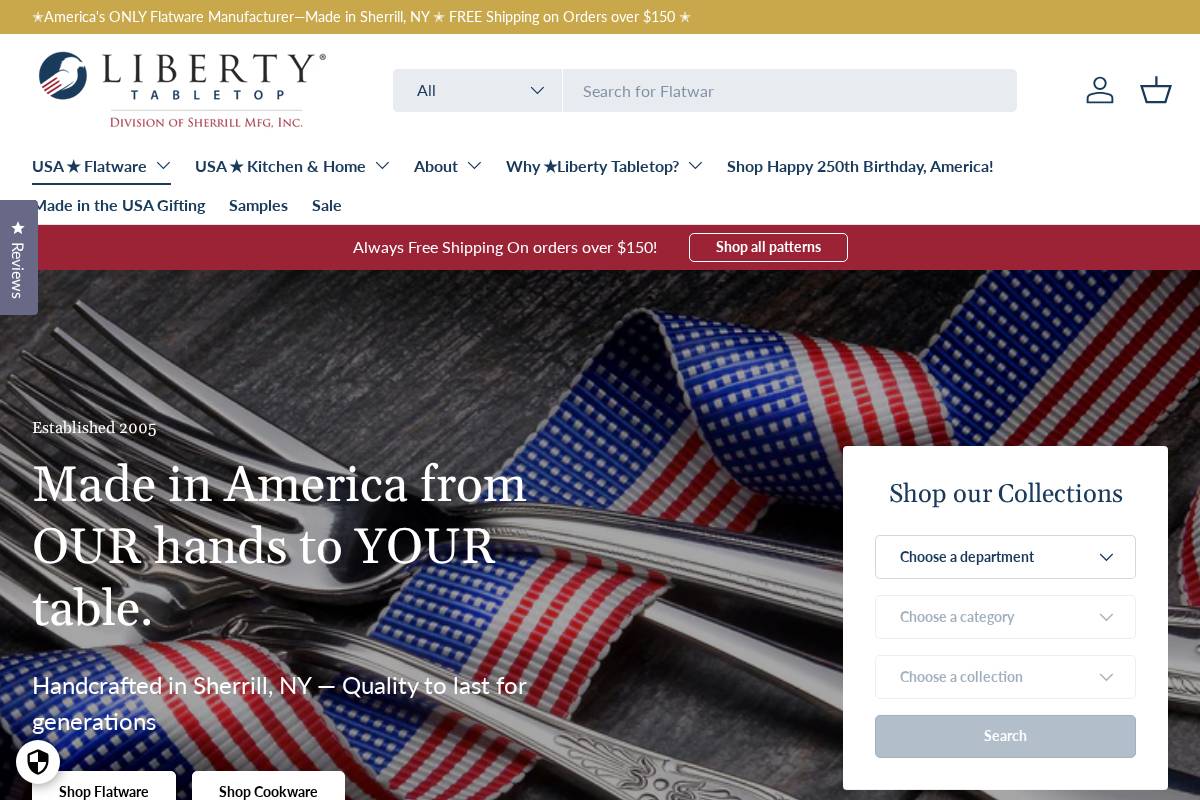 libertytabletop.com homepage screenshot