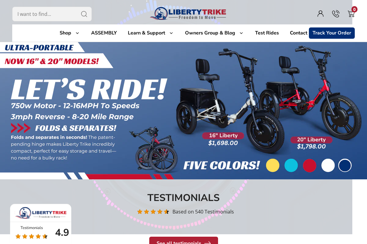 Liberty Trike homepage screenshot