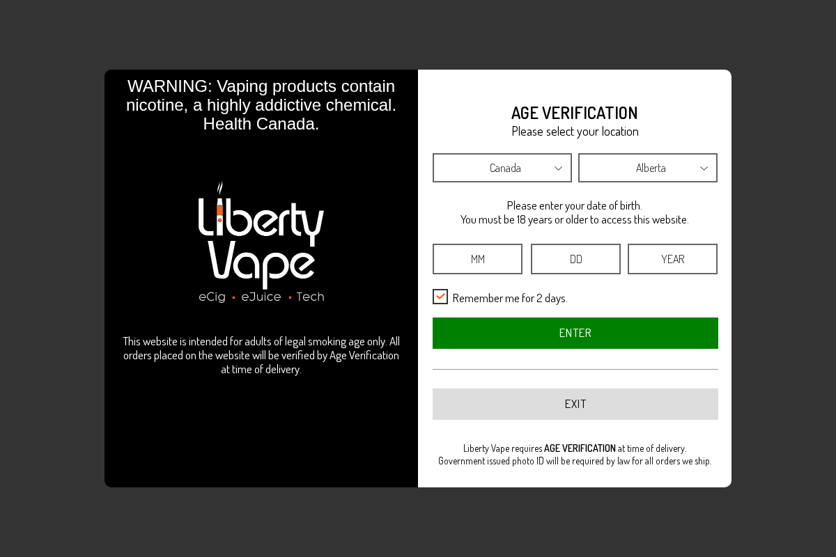Libertyvape homepage screenshot