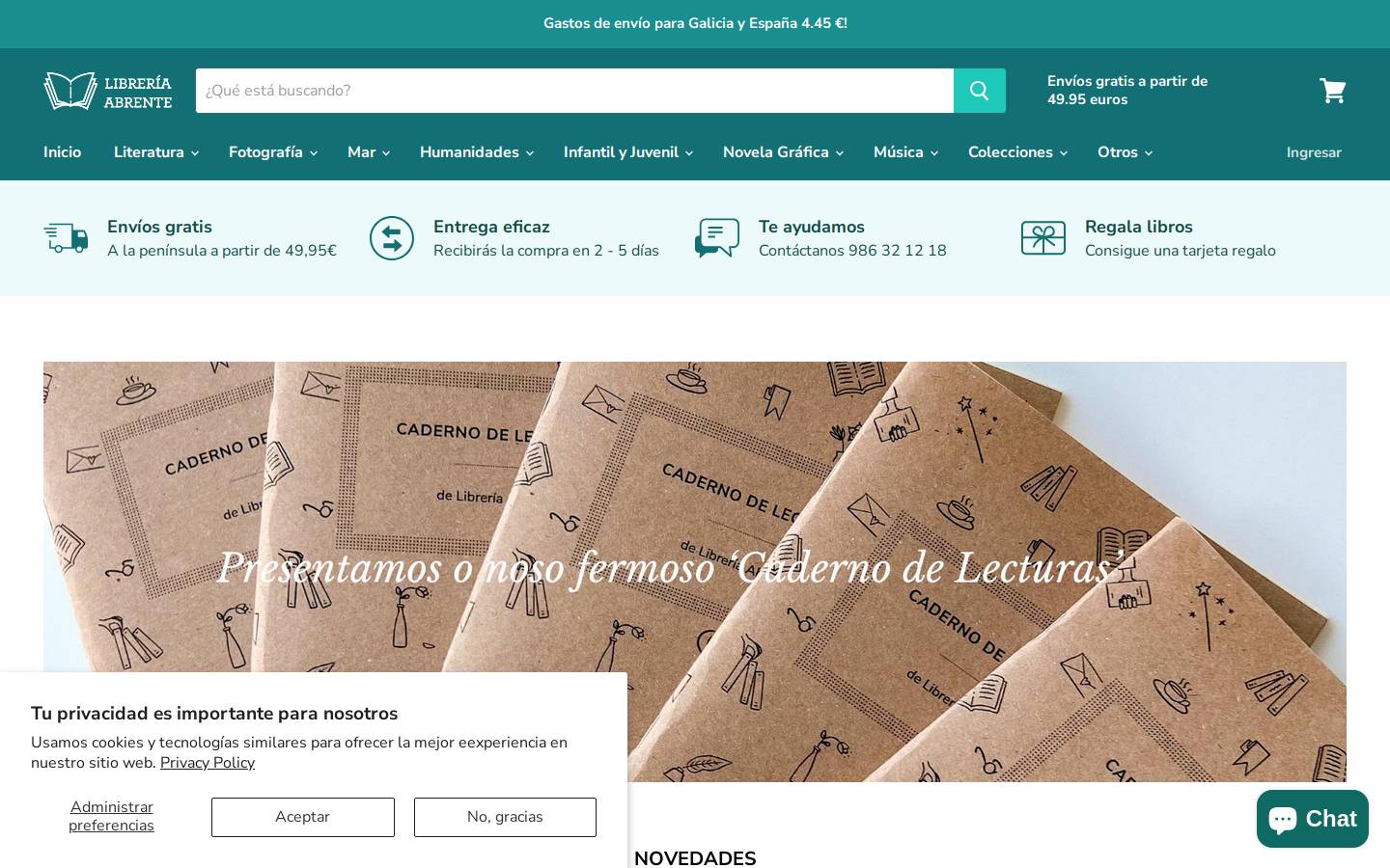 libreriaabrente.es homepage screenshot