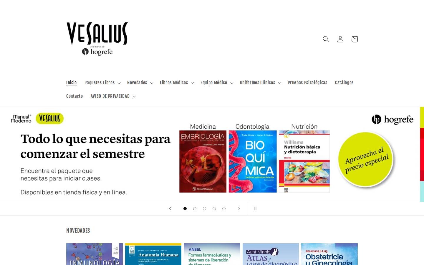 libreriavesalius.com homepage screenshot