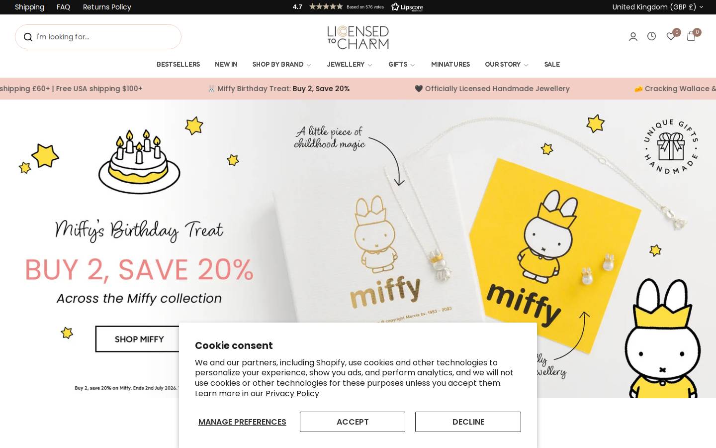 licensedtocharm.com homepage screenshot