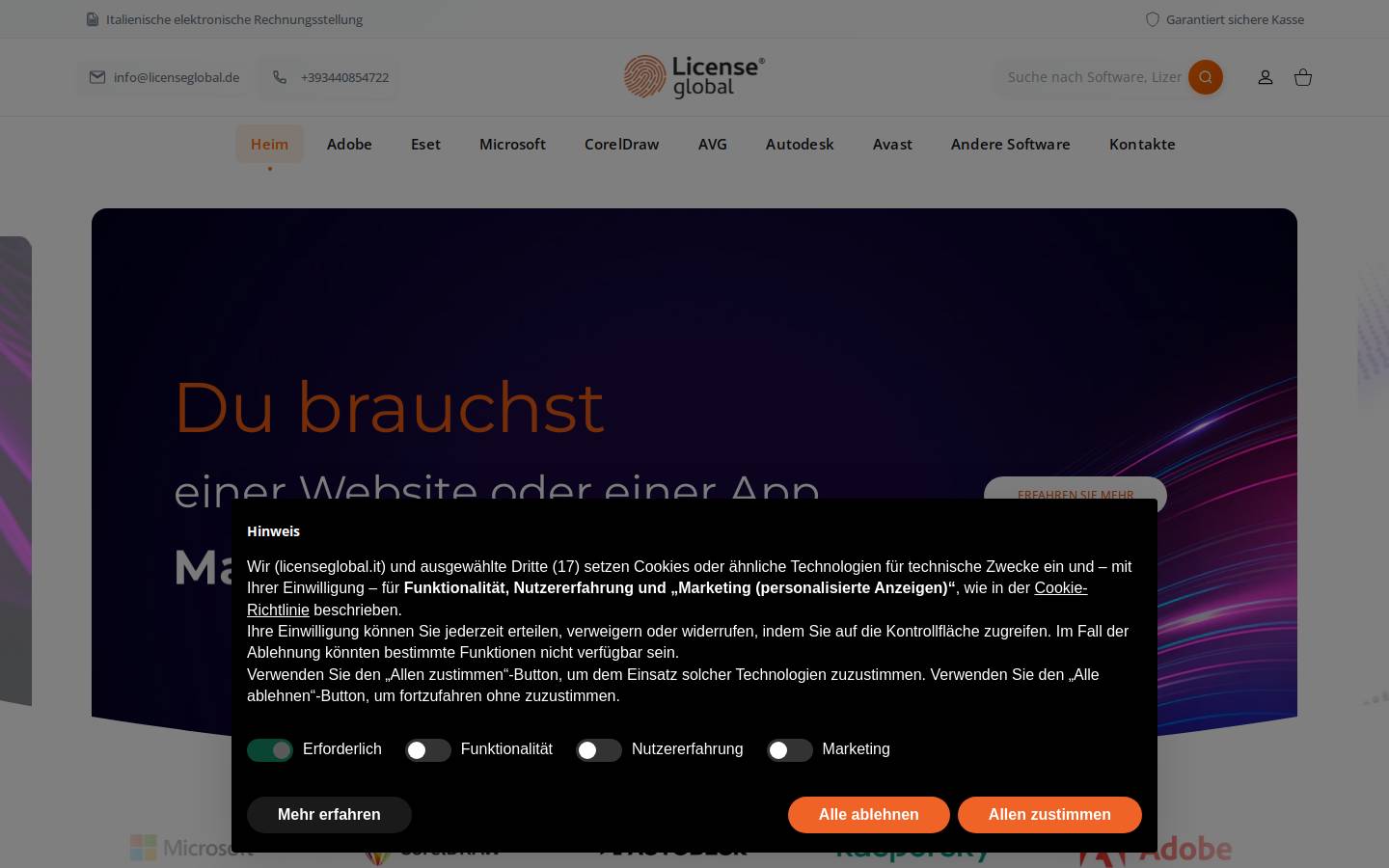 licenseglobal.de homepage screenshot