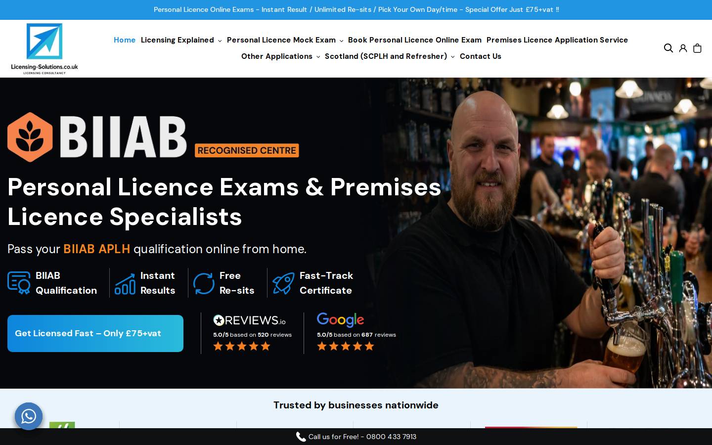 Licensing Solutions homepage screenshot