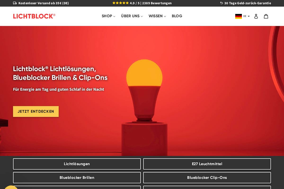 Lichtblock homepage screenshot