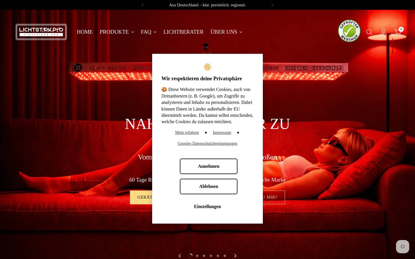 lichtstark.pro homepage screenshot