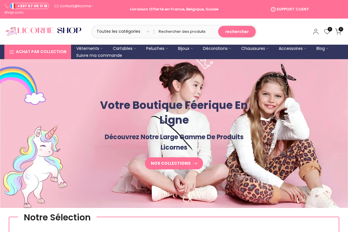 Licorne Shop homepage screenshot
