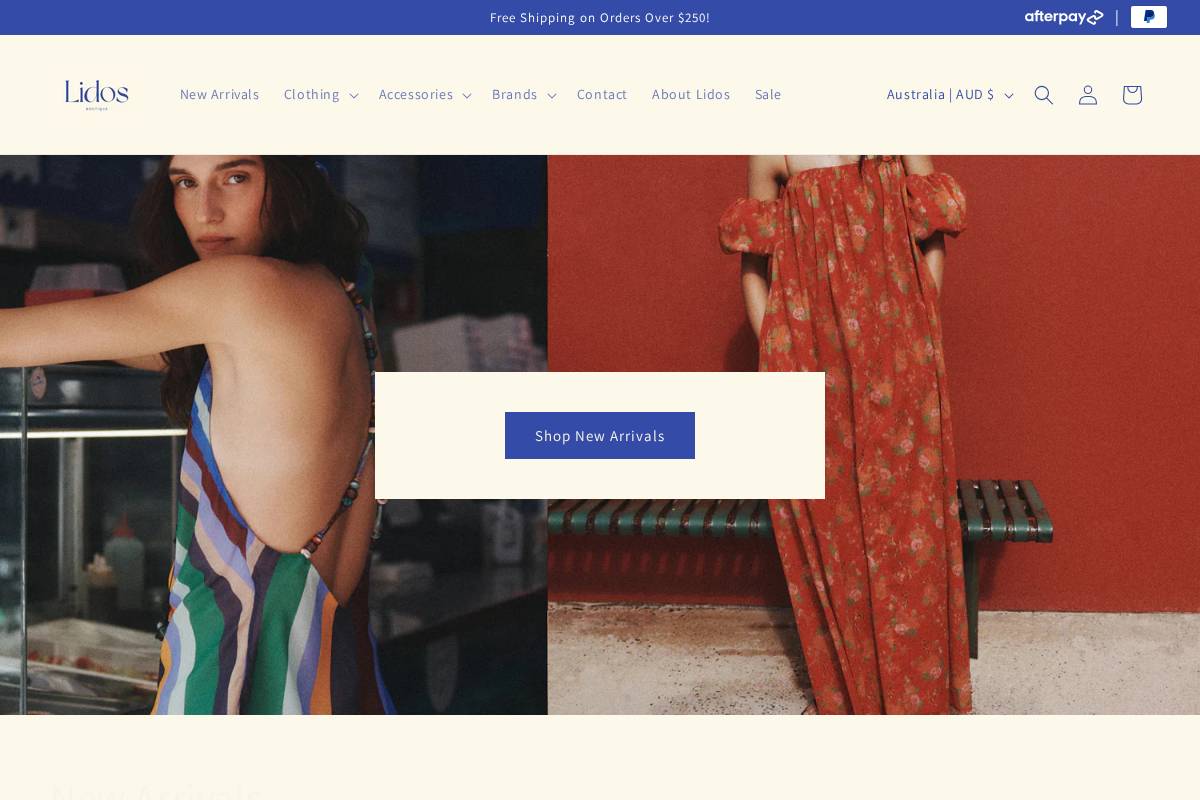 lidosboutique.com homepage screenshot