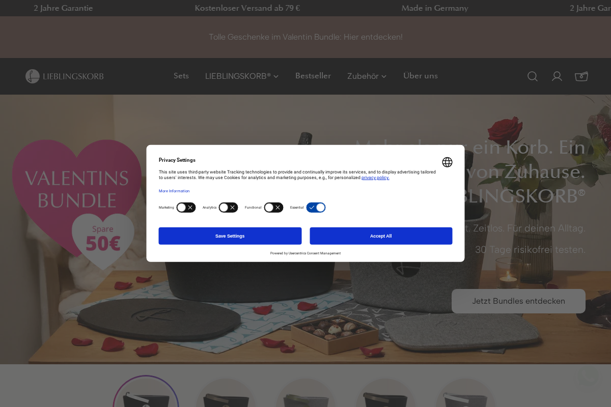 Lieblingskorb homepage screenshot