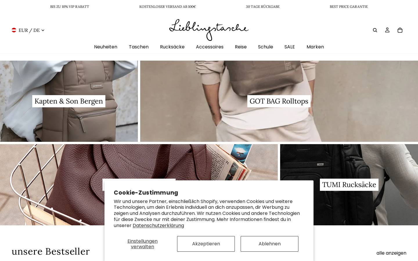 lieblingstasche.at homepage screenshot