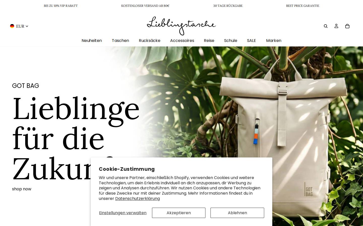 Lieblingstasche homepage screenshot