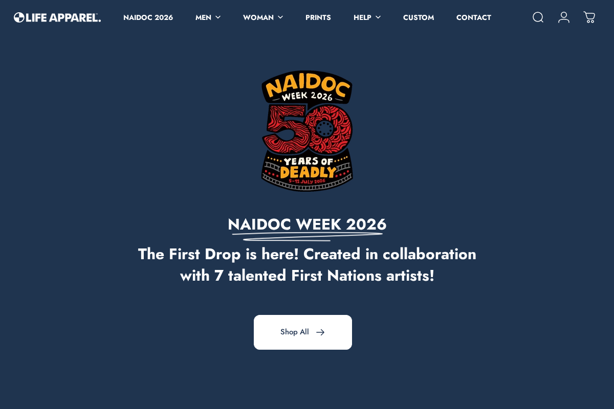 Life Apparel Co homepage screenshot