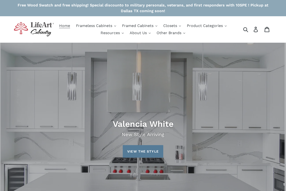 lifeartcabinetry.net homepage screenshot