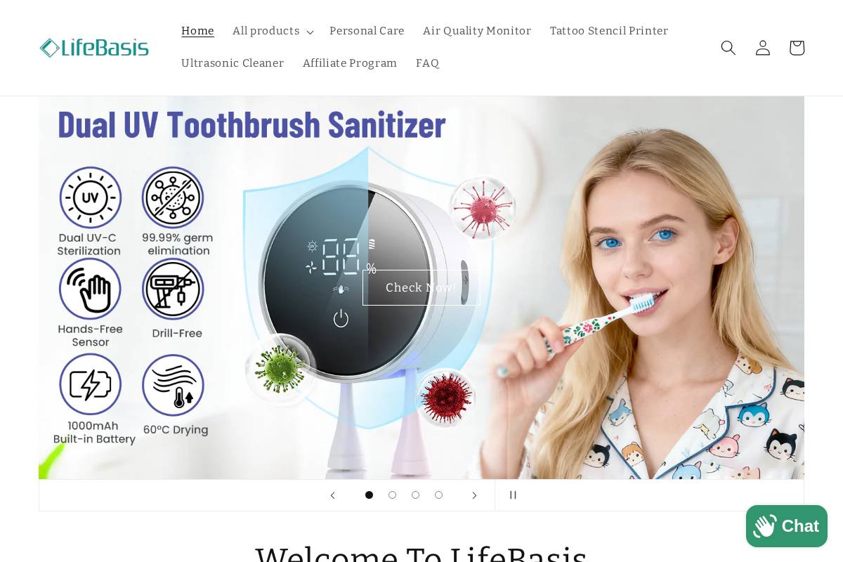 LifeBasis homepage screenshot