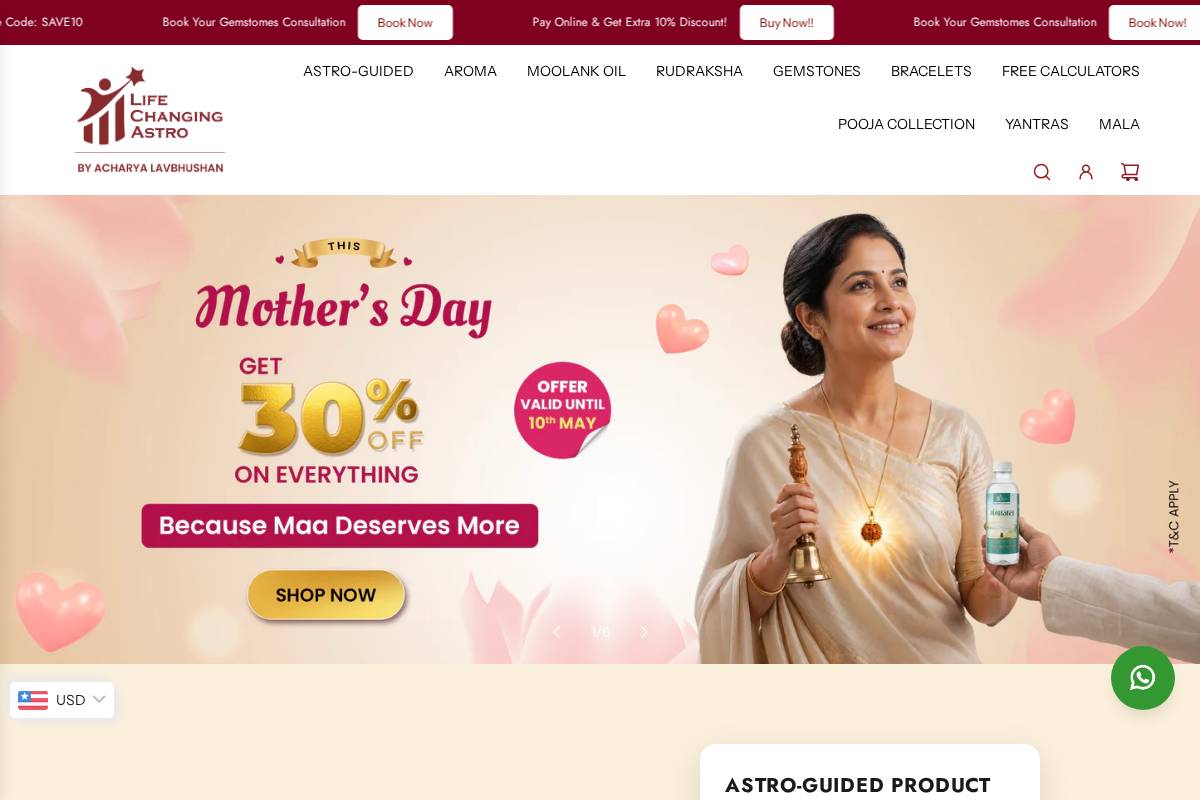 lifechangingastro.com homepage screenshot