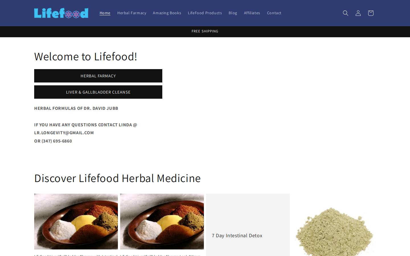 lifefood.com homepage screenshot