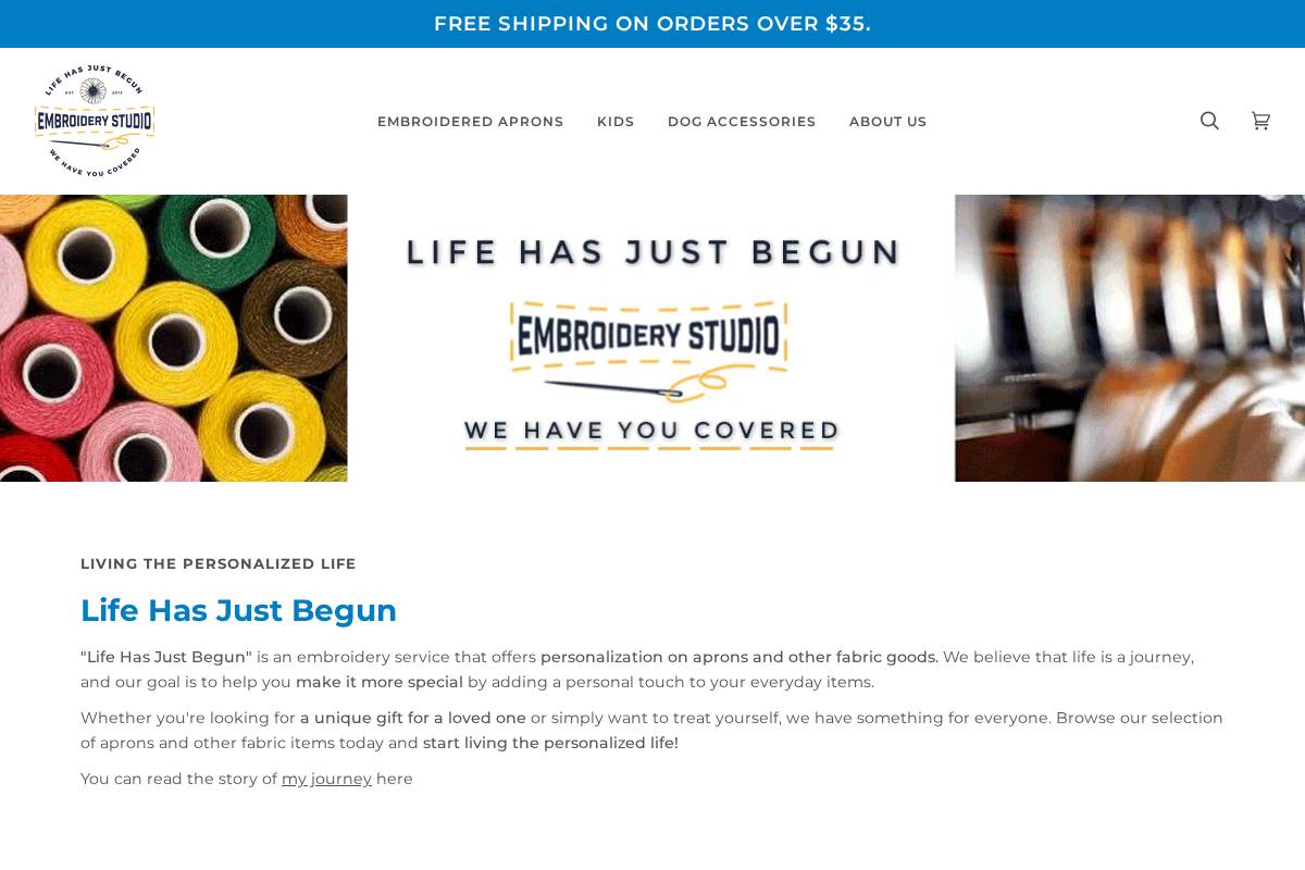 lifehasjustbegun.com homepage screenshot