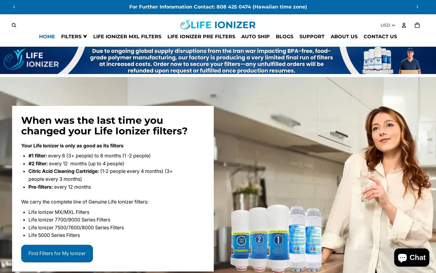 lifeionizer.com homepage screenshot