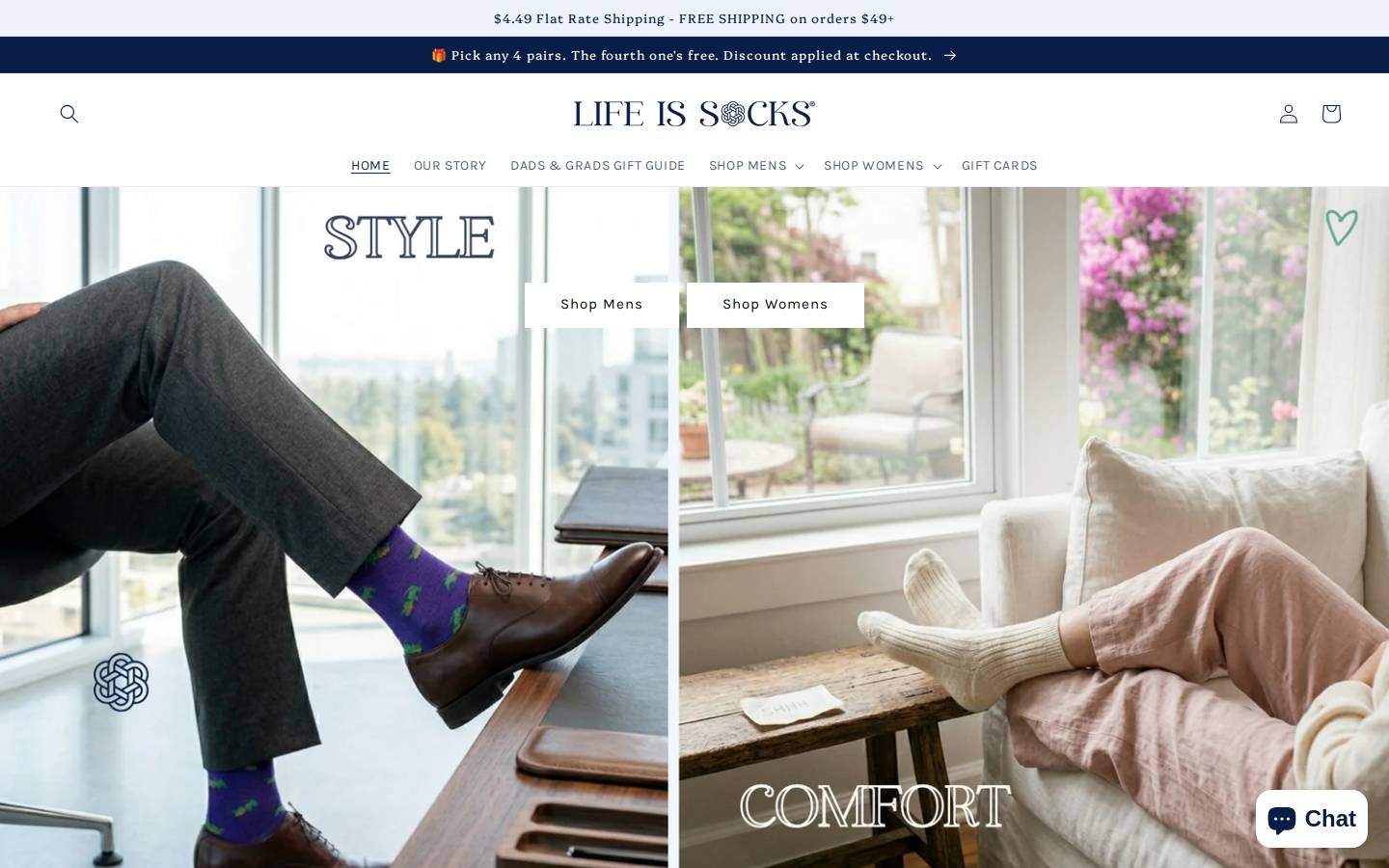 lifeissocks.com homepage screenshot