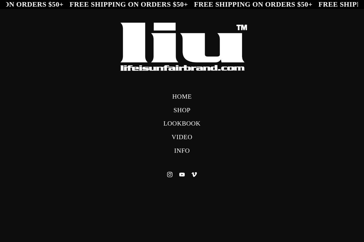lifeisunfairbrand.com homepage screenshot