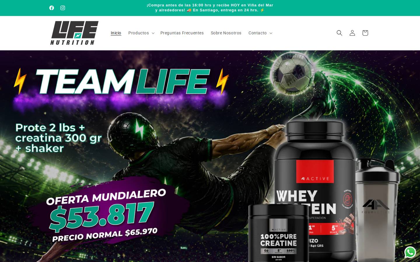 Life Nutrition homepage screenshot