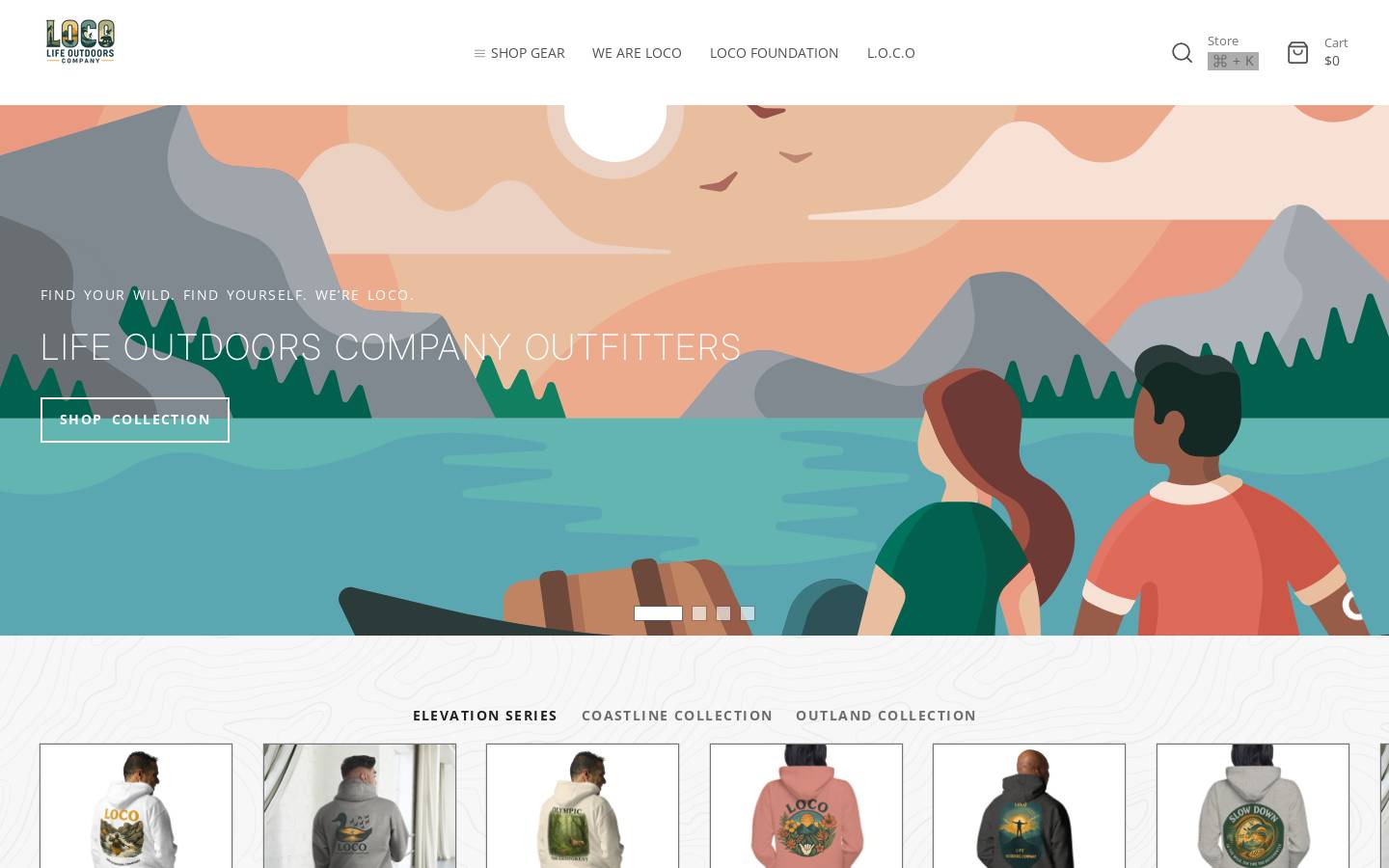 lifeoutdoorscompany.com homepage screenshot