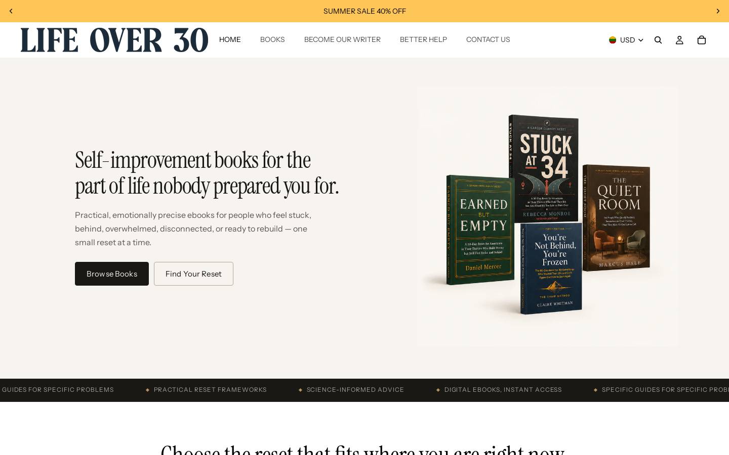 lifeover30.com homepage screenshot