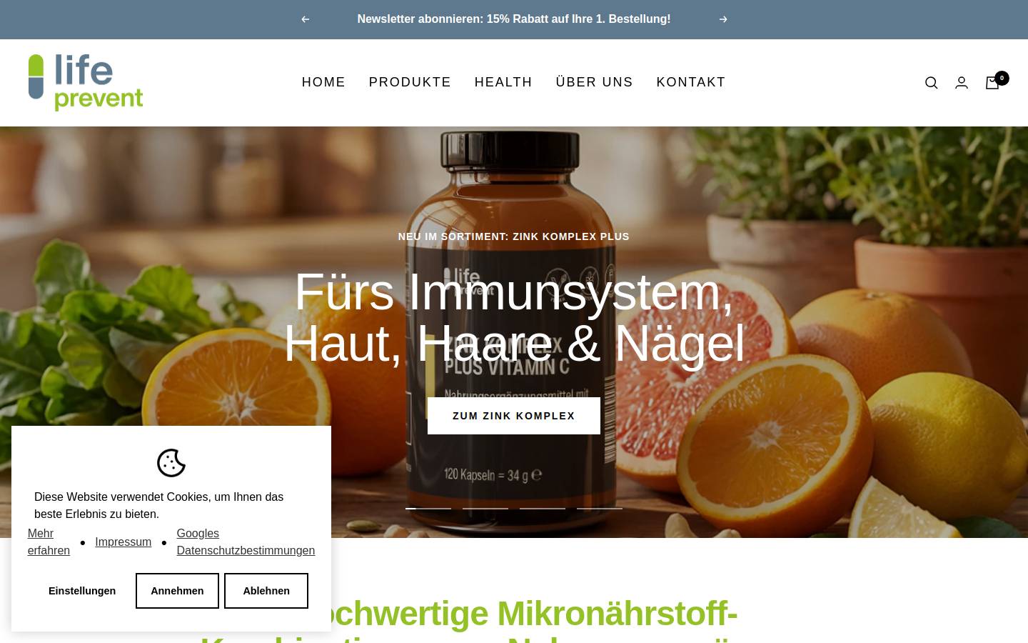 Life Prevent homepage screenshot