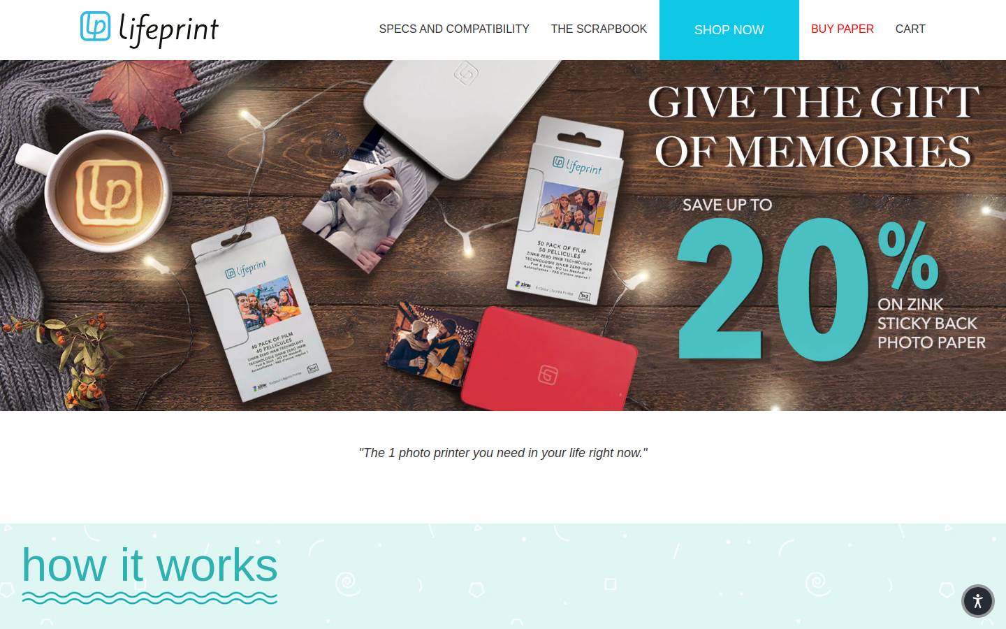 lifeprintedphotos.com homepage screenshot