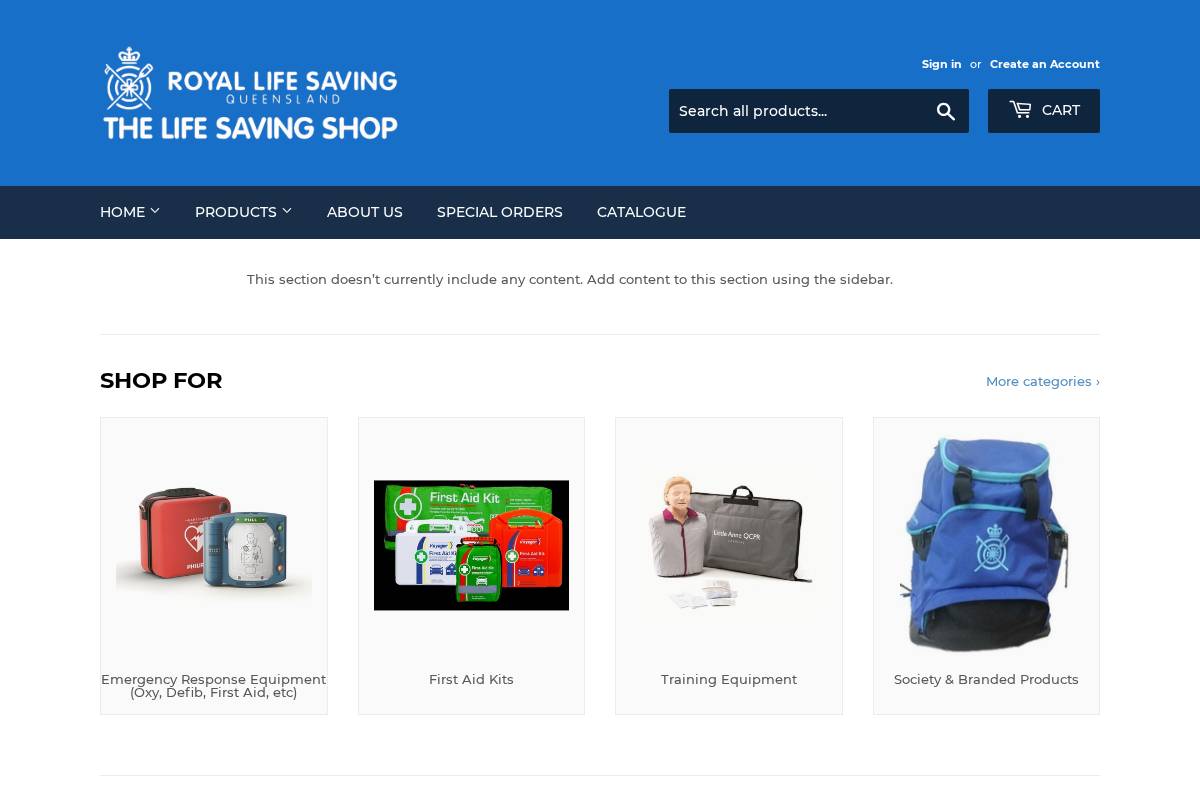 lifesavingshop.com.au homepage screenshot