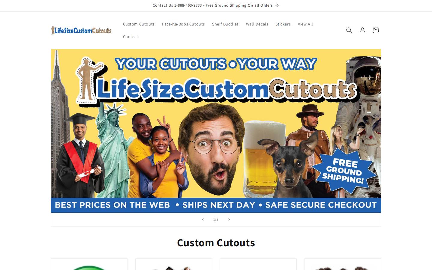 Lifesizecustomcutouts homepage screenshot