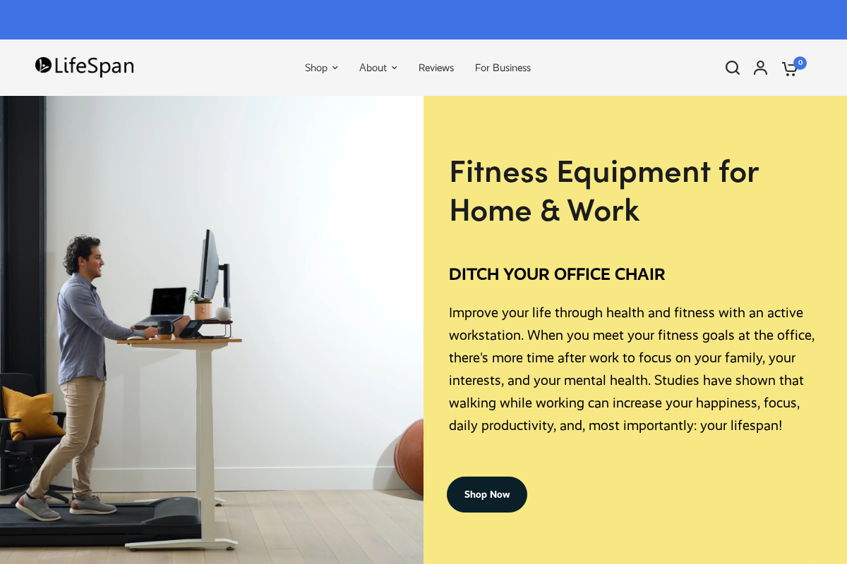 LifeSpan Fitness homepage screenshot