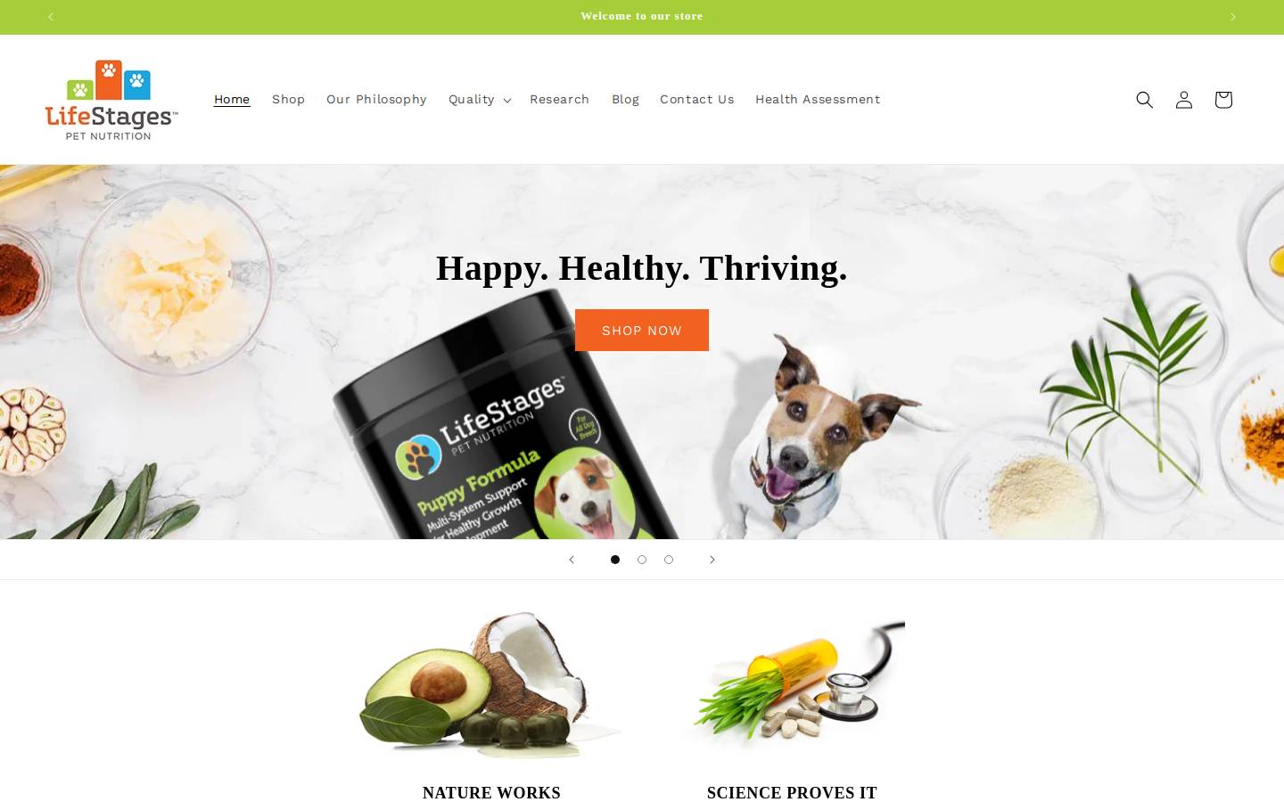 lifestagespetnutrition.com homepage screenshot