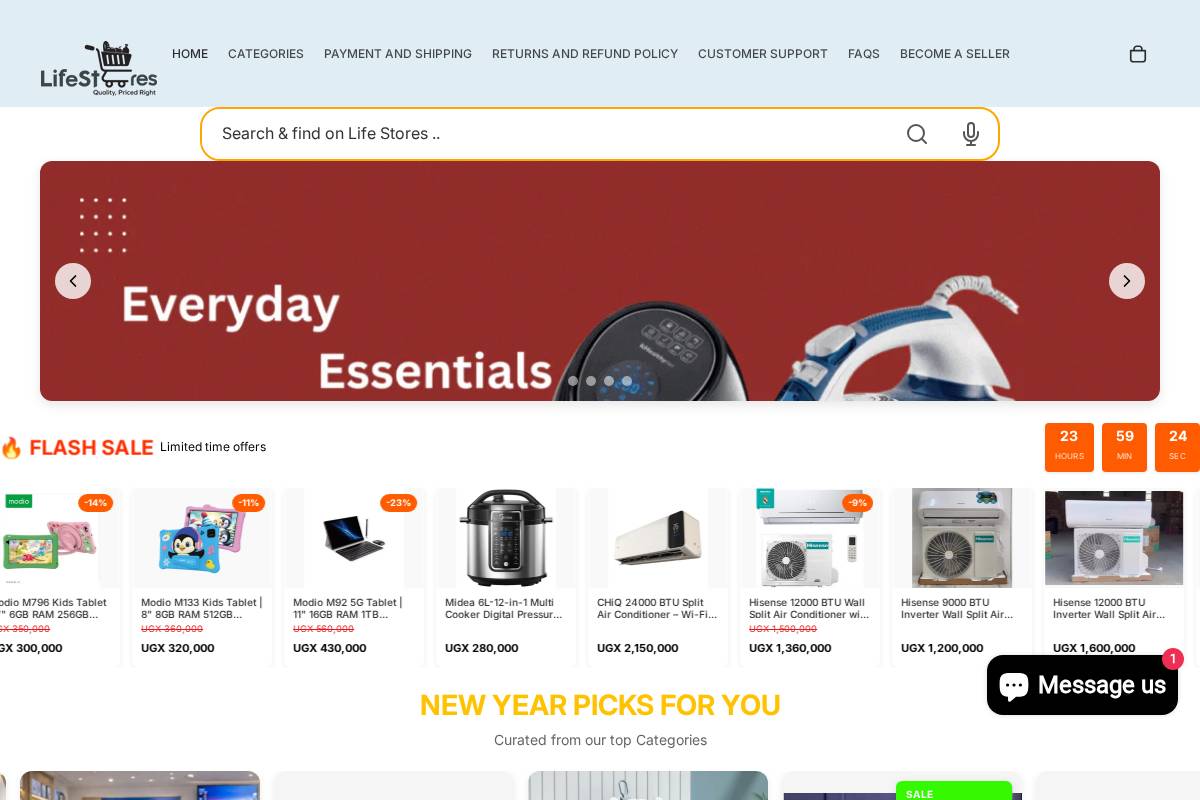 lifestoresuganda.com homepage screenshot