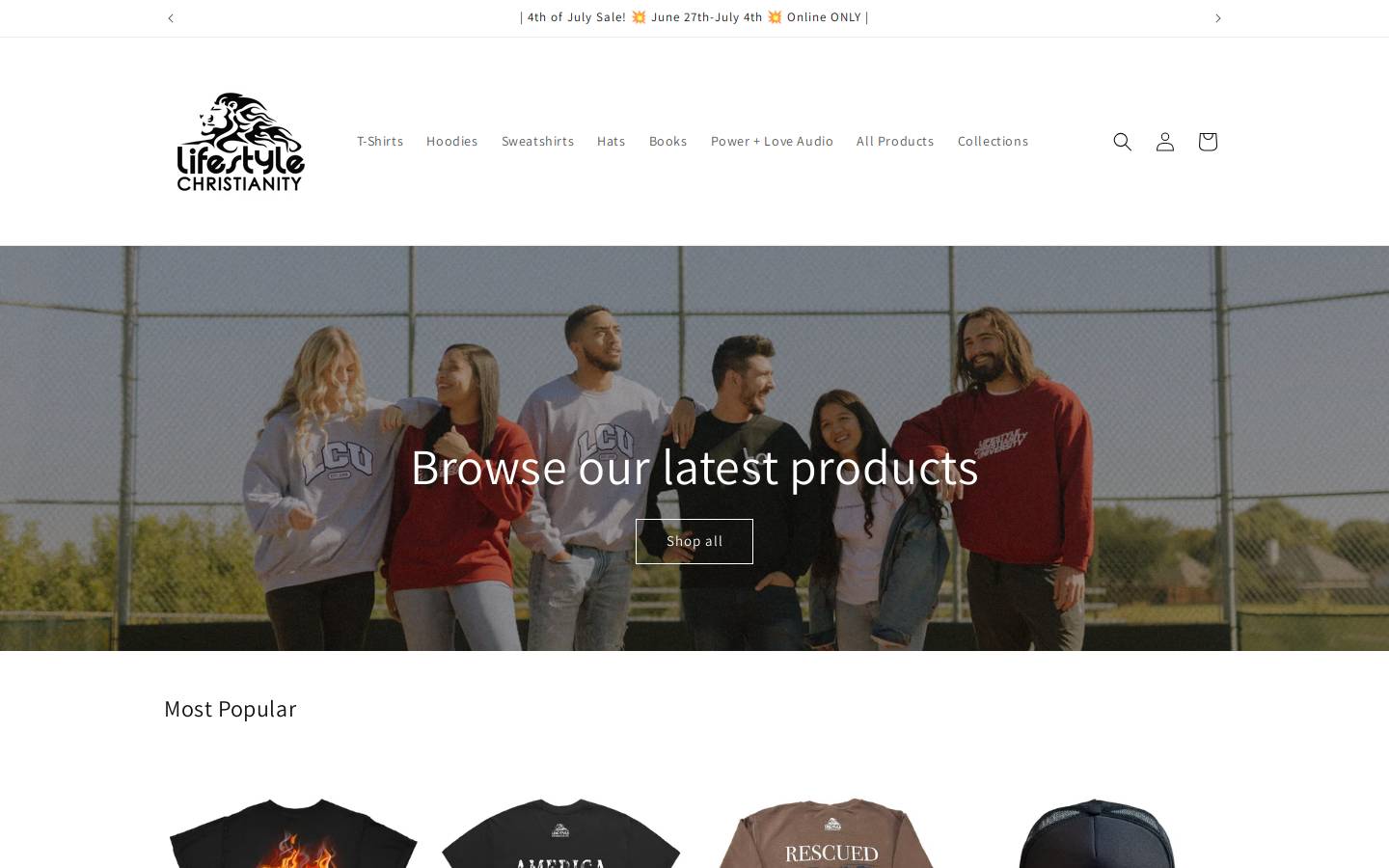 lifestylechristianitystore.com homepage screenshot