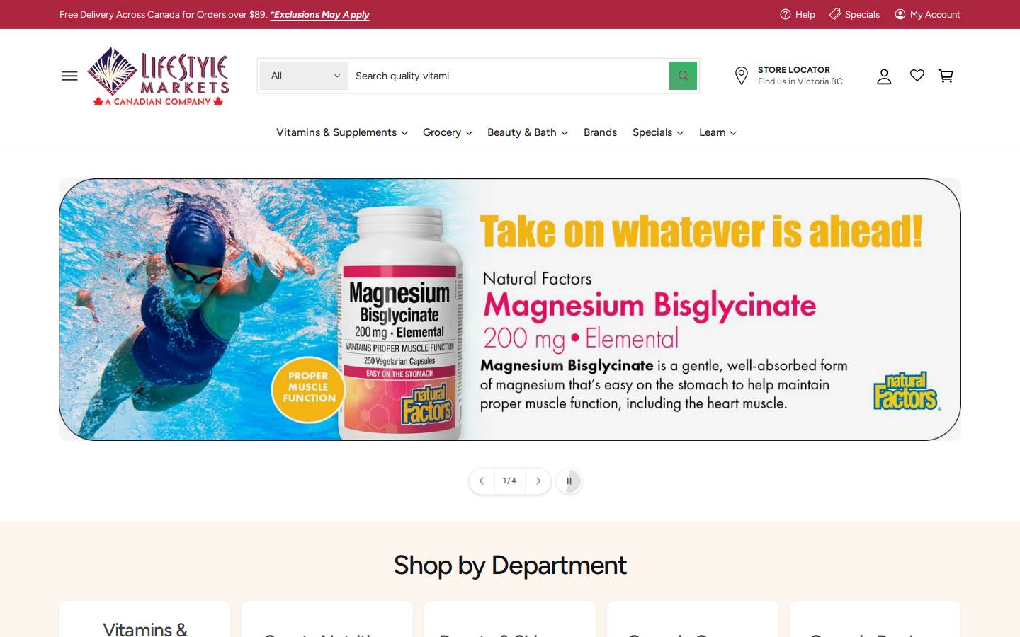 Lifestyle Vitamins Online homepage screenshot