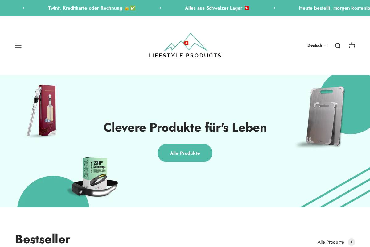 Lifestyle Products homepage screenshot