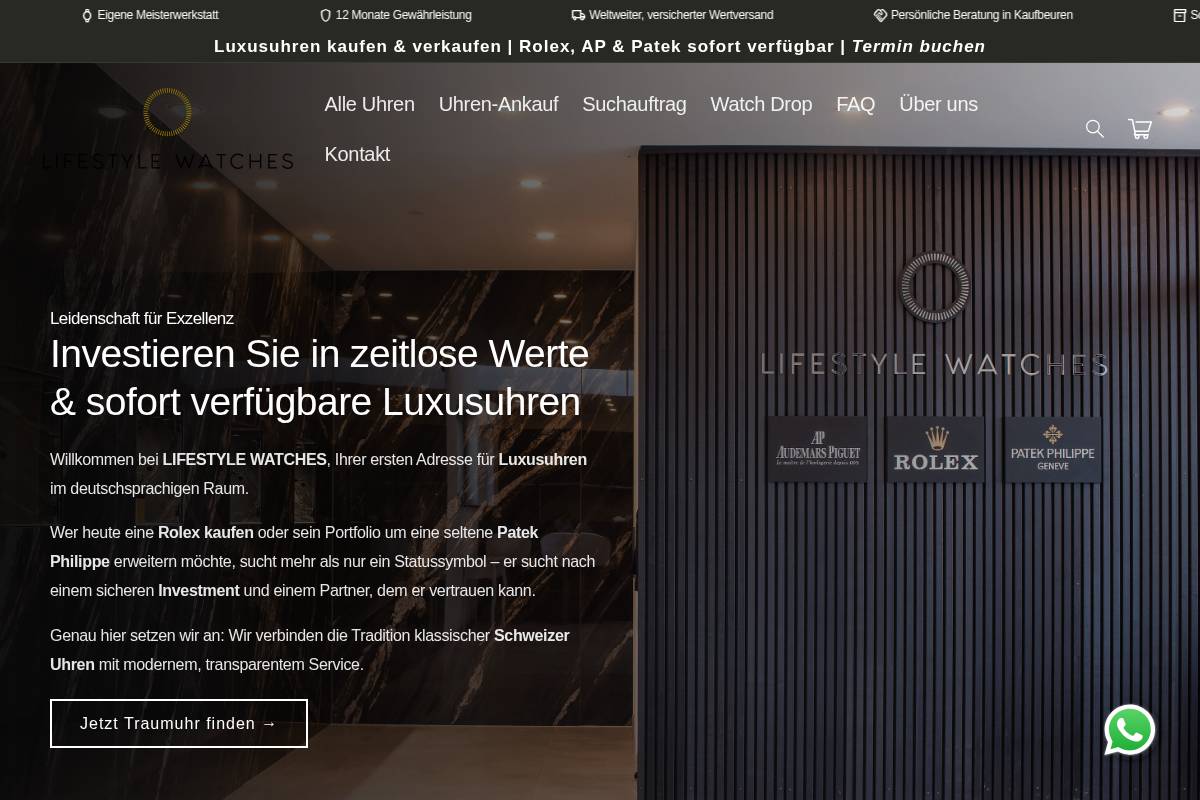 lifestylewatches.com homepage screenshot