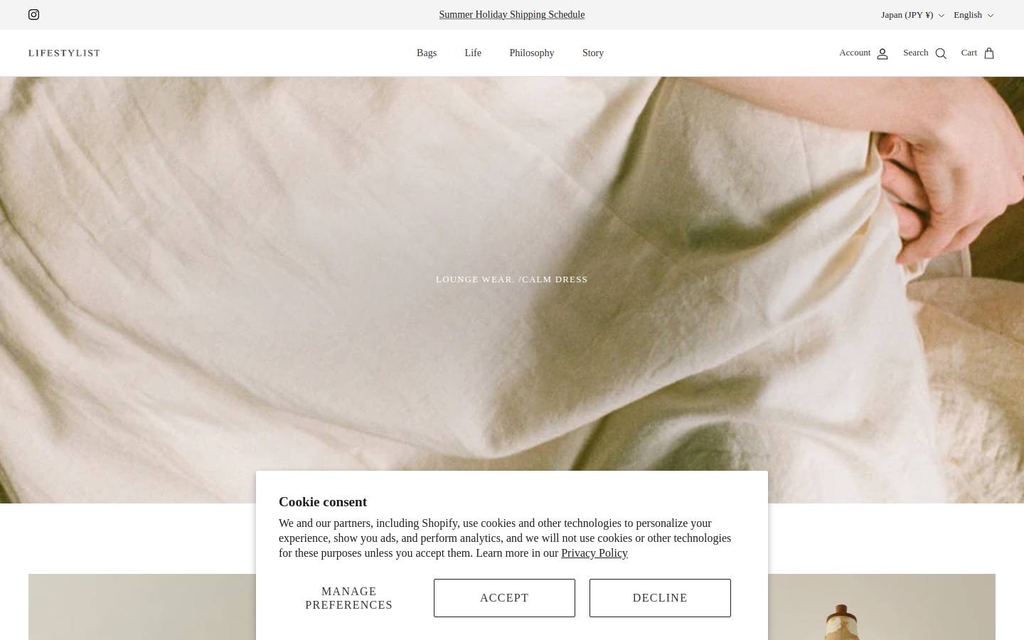 lifestylist.tokyo homepage screenshot