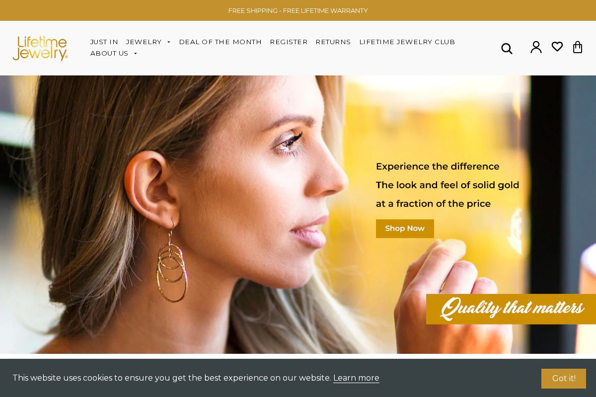 Lifetimejewelry homepage screenshot