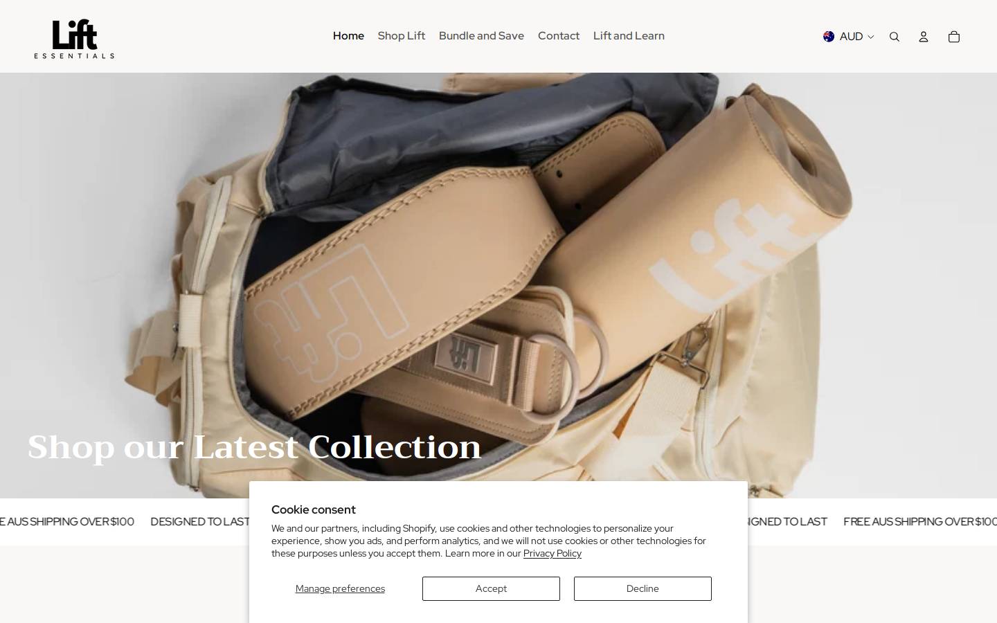 liftessentials.com.au homepage screenshot